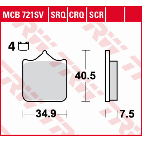 TRW ZF KLOCKI HAMULCOWE KH604/4 SINTER TRACK APRILIA RSV 1000 MILE/R '01-'03, RSV 1000R '04-'10