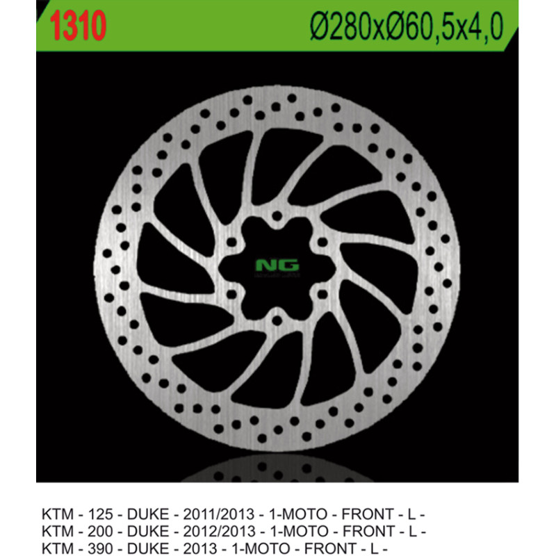 NG TARCZA HAMULCOWA PRZÓD KTM 125/200 DUKE '11-'13, 390 DUKE '13-'14 (280X60,5X4,0) (6X10,25MM) NG TARCZA HAMULCOWA PRZÓD KTM 125/200 DUKE '11-'13, 390 DUKE '13-'14 (280X60,5X4,0) (6X10,25MM)
