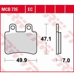 TRW ZF KLOCKI HAMULCOWE KH350 ECO ORGANIC DERBI SENDA '07-'16, CROSS CITY 125 '07-'16, SENDA 125 '04-'14