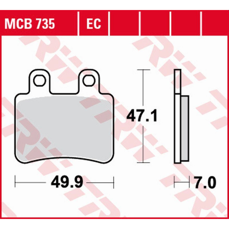 TRW ZF KLOCKI HAMULCOWE KH350 ECO ORGANIC DERBI SENDA '07-'16, CROSS CITY 125 '07-'16, SENDA 125 '04-'14