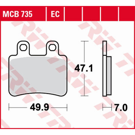 TRW ZF KLOCKI HAMULCOWE KH350 ECO ORGANIC DERBI SENDA '07-'16, CROSS CITY 125 '07-'16, SENDA 125 '04-'14