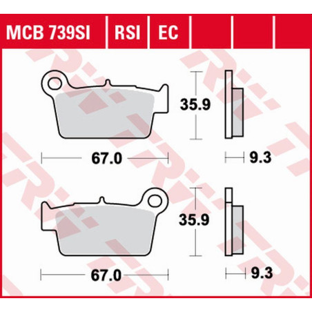 TRW ZF KLOCKI HAMULCOWE KH367 ORGANIC APRILIA RXV/SXV 450/550 '06-'15, BETA RR 125/200/250/300/350/390/400 '09