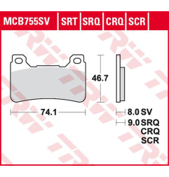 TRW ZF KLOCKI HAMULCOWE KH390 SINTER CARBON RACING HONDA CBR 600RR '05-'16, CBR 1000RR FIREBLADE '04-'16 PRZÓD