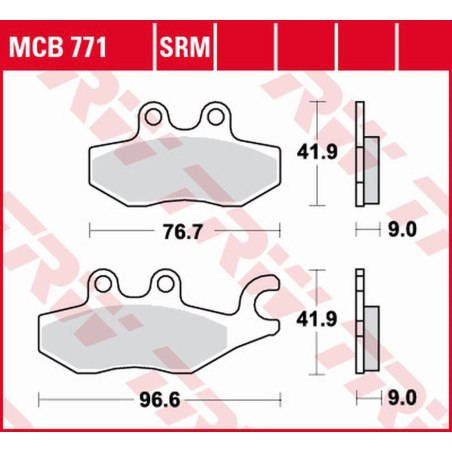 TRW ZF KLOCKI HAMULCOWE KH418 ORGANIC PIAGGIO BEVERLY 125 '10-, MEDELEY 125 '16-, MP3 125 '09-'12, X7 125 '08-'12