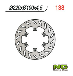 NG TARCZA HAMULCOWA TYŁ KAWASAKI KX 125 '89-'02, KX 250 '92-'95, KDX 200/220, KLX300/650R (220X100X4,5) (6X6,5MM)