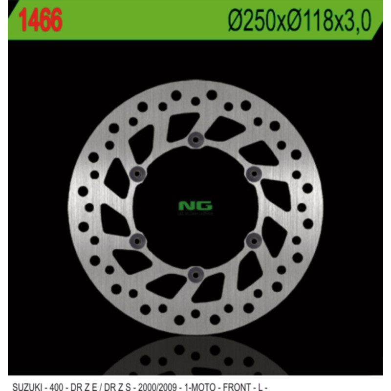 NG TARCZA HAMULCOWA PRZÓD SUZUKI DRZ 400 E/S '00-'09 (250X118X3) (6X6,5MM) NG TARCZA HAMULCOWA PRZÓD SUZUKI DRZ 400 E/S '00-'09 (250X118X3) (6X6,5MM)