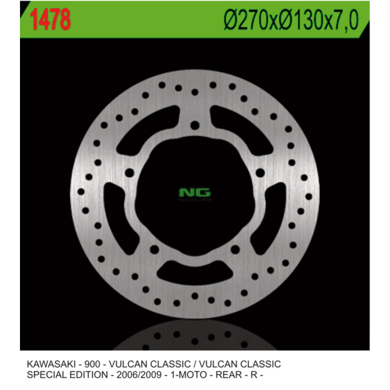 NG TARCZA HAMULCOWA TYŁ KAWASAKI VN 900 CLASSIC '07-'15, VN 900TOURER '14-'17 (270x130x7,0mm) NG TARCZA HAMULCOWA TYŁ KAWASAKI VN 900 CLASSIC '07-'15, VN 900TOURER '14-'17 (270x130x7,0mm)