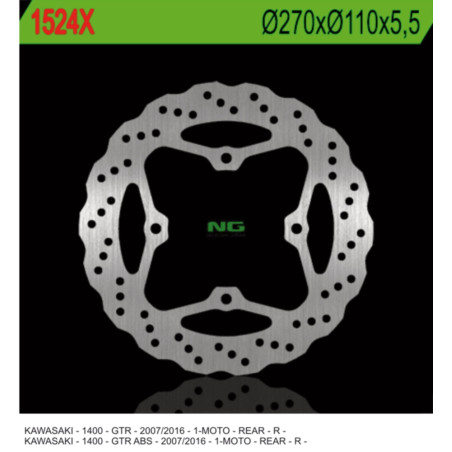 NG TARCZA HAMULCOWA TYŁ KAWASAKI GTR 1400 '07-'18 (270X110X5,5MM) (4 OTWORY 10,5MM) WAVE