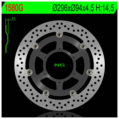NG TARCZA HAMULCOWA PRZÓD HONDA CB 600F/S HORNET ABS 07-13, CBR 600F ABS 11-13 (296X94X4,5) (6X6,5) - ZASTĘPUJE NG1289