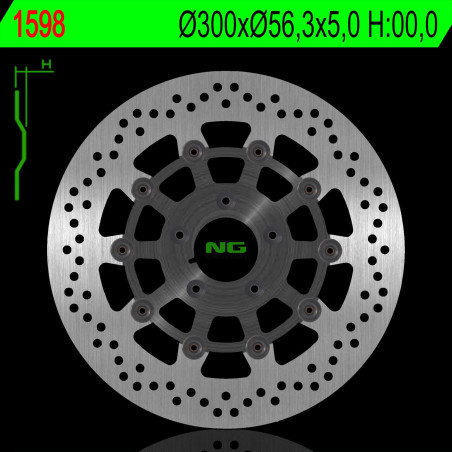NG TARCZA HAMULCOWA PRZÓD HARLEY DAVIDSON 883/1200/1450/1584/1690/1745/1800/1869/1923 (PŁYWAJĄCA) (300X56,3X5MM)