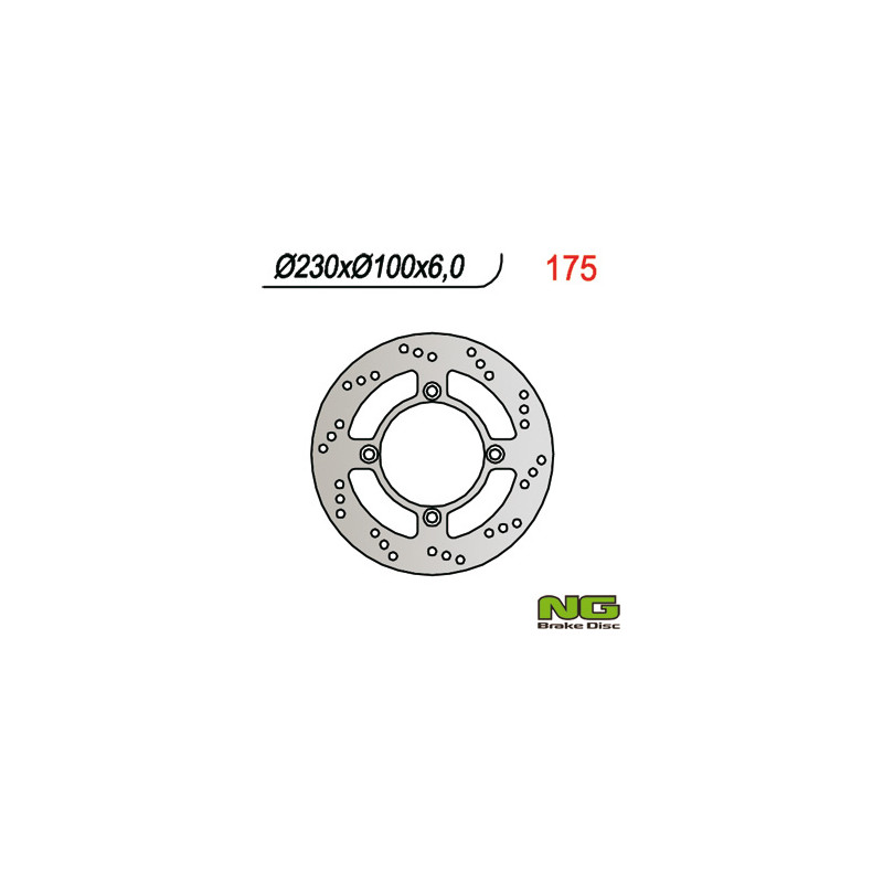 NG TARCZA HAMULCOWA TYŁ KAWASAKI ZEPHYR 750 92-97, ZZR600 '90-'92 (4X10,25) (230x100x6) NG TARCZA HAMULCOWA TYŁ KAWASAKI ZEPHYR 750 92-97, ZZR600 '90-'92 (4X10,25) (230x100x6)