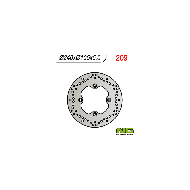 NG TARCZA HAMULCOWA TYŁ HONDA XL 600/650/700V TRANSALP 91-'99, CB 500 93-03, CB750 92-95 (240X105X5) (4X10,5MM) NG TARCZA HAMULCOWA TYŁ HONDA XL 600/650/700V TRANSALP 91-'99, CB 500 93-03, CB750 92-95 (240X105X5) (4X10,5MM)