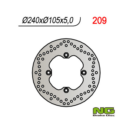 NG TARCZA HAMULCOWA TYŁ HONDA XL 600/650/700V TRANSALP 91-'99, CB 500 93-03, CB750 92-95 (240X105X5) (4X10,5MM)
