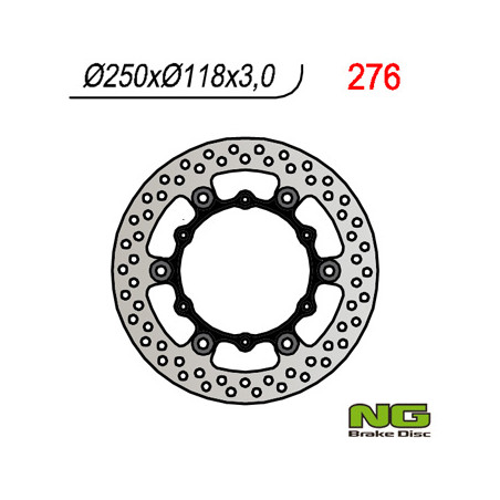 NG TARCZA HAMULCOWA PRZÓD YAMAHA YZ/YZF/WRF 01-19 PŁYWAJĄCA (250x118x3)(6X6,50MM), SUZUKI RM 125/250 '99-'10