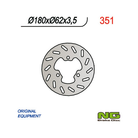 NG TARCZA HAMULCOWA TYŁ DERBI SENDA 50 '02-'09, APRILIA RX 50 '12'-18, PEUGEOT XP6 (180x62x3,5) (3x10,25mm)