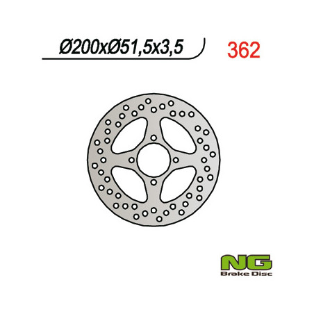 NG TARCZA HAMULCOWA TYŁ YAMAHA YFM 350/ YFZ 450 03-04 (200X51X3,5) (4X8,5MM)