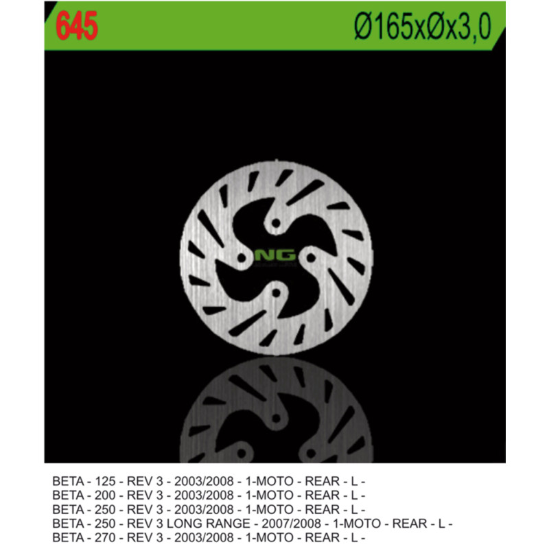 NG TARCZA HAMULCOWA TYŁ BETA REV 3 125/200/250/270 '03-'08 (165X3) (4X10,5MM) NG TARCZA HAMULCOWA TYŁ BETA REV 3 125/200/250/270 '03-'08 (165X3) (4X10,5MM)