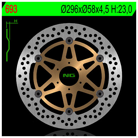 NG TARCZA HAMULCOWA PRZÓD HONDA CB 600F/S HORNET 00-06 (296X58X4,5) (6X6,5MM) GL 1800 01-16