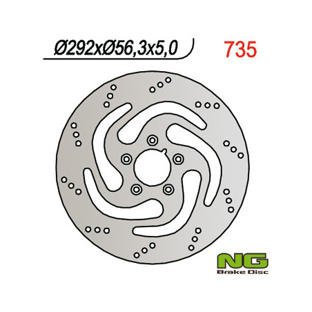 NG TARCZA HAMULCOWA PRZÓD HARLEY-DAVIDSON 883/1200/1450/1584/1690/1340 (292MMX56,3MMX5MM) (5X8,5MM)