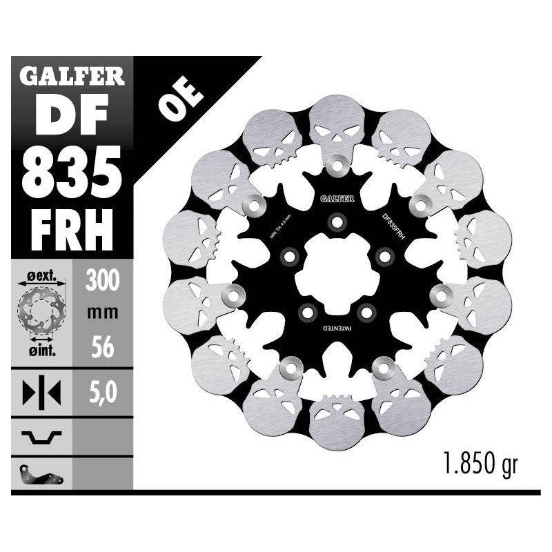 GALFER TARCZA HAMULCOWA PRZÓD HARLEY-DAVIDSON (300X56X5) PŁYWAJĄCA SKULL (WZÓR CZASZKI) GALFER TARCZA HAMULCOWA PRZÓD HARLEY-DAVIDSON (300X56X5) PŁYWAJĄCA SKULL (WZÓR CZASZKI)