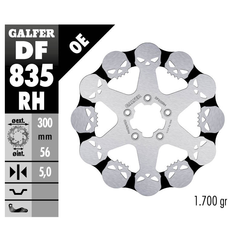 GALFER TARCZA HAMULCOWA PRZÓD HARLEY-DAVIDSON (300X56X5) SKULL (WZÓR CZASZKI) GALFER TARCZA HAMULCOWA PRZÓD HARLEY-DAVIDSON (300X56X5) SKULL (WZÓR CZASZKI)