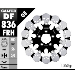 GALFER TARCZA HAMULCOWA TYŁ HARLEY-DAVIDSON (300X56X5) PŁYWAJĄCA SKULL (WZÓR CZASZKI)