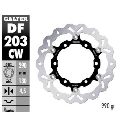 GALFER TARCZA HAMULCOWA PRZÓD KAWASAKI NINJA 250R '08-'12, ZX25R '20-'21 (290X130X4,5 MM) ŚRODEK ALUMINIOWY (990 GRAM)
