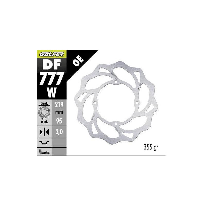 GALFER TARCZA HAMULCOWA PRZÓD KTM SX 85 '07-; XC 105 '07-; SX 150 '15-'18; HUSQVARNA TC 85 '14-'20 (219X95X3MM) WAWE