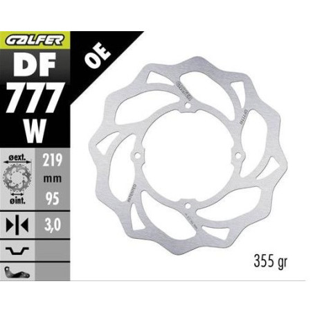 GALFER TARCZA HAMULCOWA PRZÓD KTM SX 85 '07-; XC 105 '07-; SX 150 '15-'18; HUSQVARNA TC 85 '14-'20 (219X95X3MM) WAWE