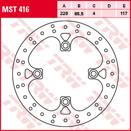 TRW ZF TARCZA HAMULCOWA PRZÓD YAMAHA YFM 700 GRIZZLY '07-, (220X95,5X4MM)