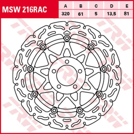 TRW ZF TARCZA HAMULCOWA PRZÓD KAWASAKI ZX-7R/RR '96-'02, ZXR 750 '91-'95, ZX-9R '94-'04, ZZR 1100 '93-'01