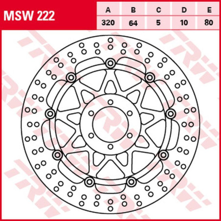 TRW ZF TARCZA HAMULCOWA PRZÓD YAMAHA YZF 750R/SP '93-'98, FZR 1000 GENESIS EXUP '94-'95 (320X64X5MM)