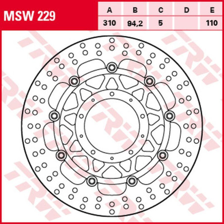TRW ZF TARCZA HAMULCOWA PRZÓD HONDA VFR 800F '14-, VFR 800X CROSSRUNNER '15-, (310X94X5MM)