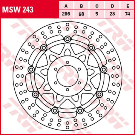 TRW ZF TARCZA HAMULCOWA PRZÓD HONDA CB 600F/S HORNET '00-'06, (296X58X5MM)