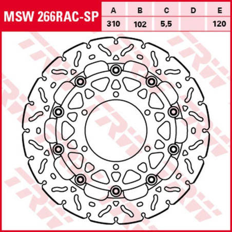 TRW ZF TARCZA HAMULCOWA PRZÓD SUZUKI GSX-R 600 '08-'16, GSX-R 750 '08-'16, GSX-R 1000 '07-'16 (310X102X5,5MM) WAVE