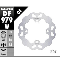 GALFER TARCZA HAMULCOWA TYŁ YAMAHA YXR 700 RHINO '08- WAVE (184X86X3,5MM)