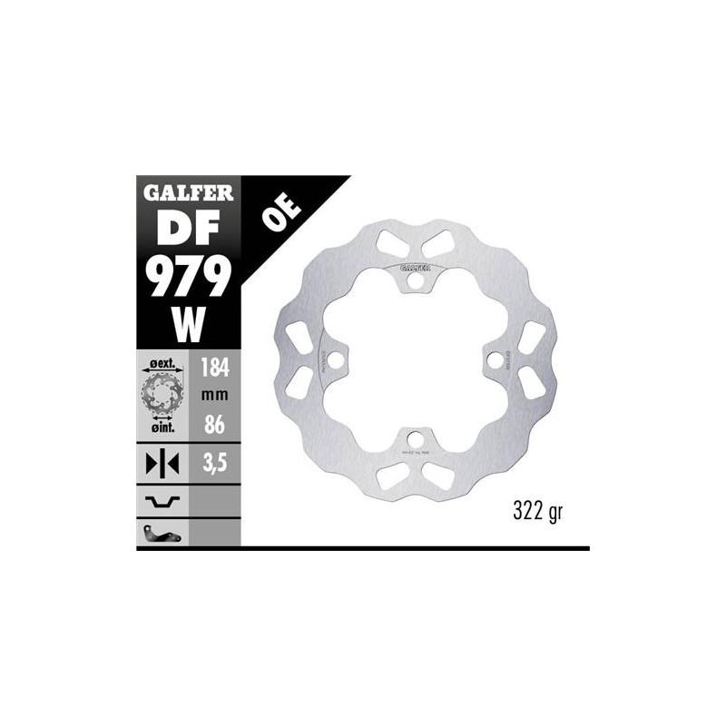 GALFER TARCZA HAMULCOWA TYŁ YAMAHA YXR 700 RHINO '08- WAVE (184X86X3,5MM)