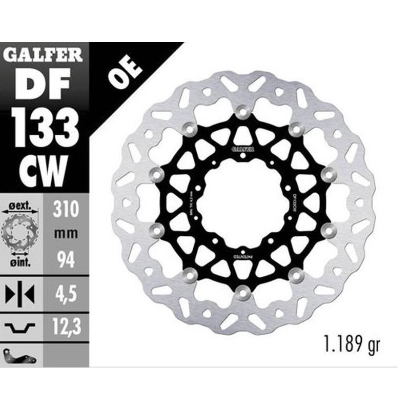 GALFER TARCZA HAMULCOWA PRZÓD HONDA FORZA 750 '21-'23; CB 1000R '18-'23; NT 1100 '22-'23 (WAVE FLOATING) (310X94X4,5MM)
