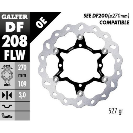 GALFER TARCZA HAMULCOWA PRZÓD KAWASAKI KX 250F '15-'23; KX 450F '15-'23 (WAVE FLOATING) (270X109X3MM)