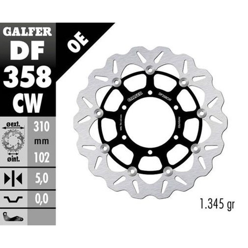 GALFER TARCZA HAMULCOWA PRZÓD SUZUKI GSX-R 600 '08-; GSX-R 750 '08-; GSX-R 1000 '09-'15 (WAVE FLOATING) (310X102X5MM)