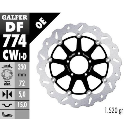 GALFER TARCZA HAMULCOWA PRZÓD DUCATI 1098 '07-'08; 1198S/R '09-; 1103/1199/1299 PANIGALE '12