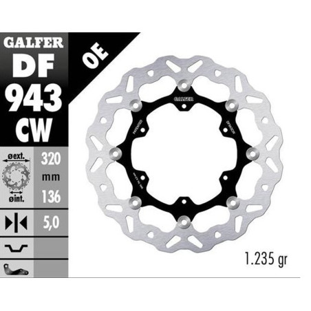 GALFER TARCZA HAMULCOWA PRZÓD KTM 790R ADVENTURE '19-'22; 890R/L ADVENTURE '21-'23 (WAVE FLOATING) (320X136X5MM)