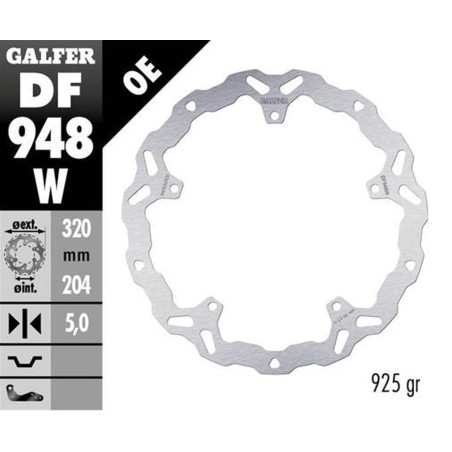 GALFER TARCZA HAMULCOWA PRZÓD KTM RC 125 '22-'23; RC 200 '22-23; RC 390 '22'23 (WAVE FIXED) (320X204X5MM)
