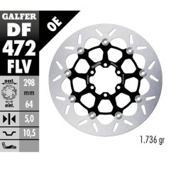 GALFER TARCZA HAMULCOWA PRZÓD / TYŁ APRILIA; CAGIVA; INDIAN; MOTO MORINI; VICTORY; YAMAHA (298X64X5) (FLOATING)