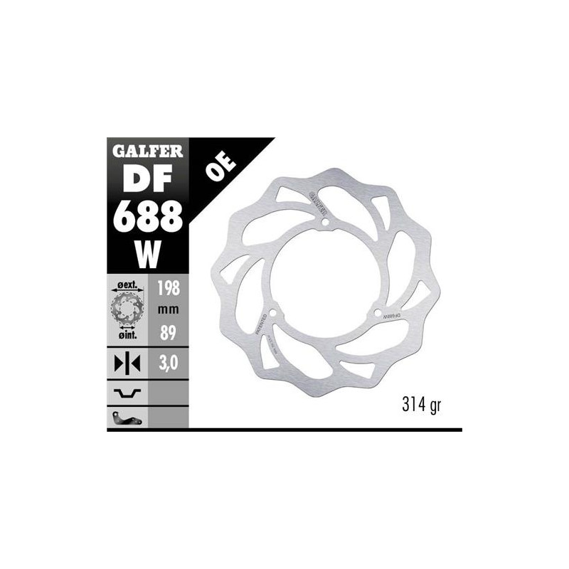 GALFER TARCZA HAMULCOWA PRZÓD KTM SX 65 '98-'24; HUSQVARNA TC 65 '17-'24; GAS GAS MC 65 '21-'24 (3x6,5MM) WAVE
