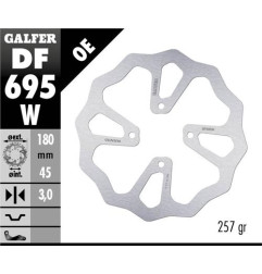 GALFER TARCZA HAMULCOWA TYŁ KTM 65 SX '23-'24; HUSQVARNA TC 65 '23-'24; GAS GAS MC 65 '23-'24 (180X45X3) (4X6,25MM) WAVE