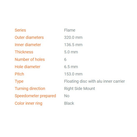 MOTO-MASTER PROMOCJA TARCZA HAMULCOWA PŁYWAJĄCA FLAME PRZÓD 320MM Z ALUMINIOWYM ŚRODKIEM HUSQVARNA,KTM