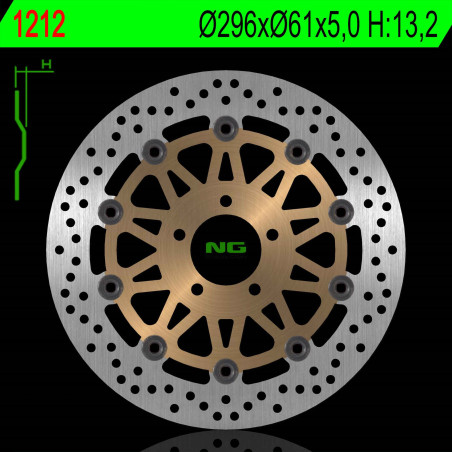 NG TARCZA HAMULCOWA PRZÓD KAWASAKI ZX9R '98-'99 (296X61X5MM) (5X10,5MM) (ZŁOTY ŚRODEK)