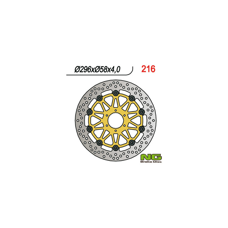 NG TARCZA HAMULCOWA PRZÓD HONDA CBR 600/900, VTR 1000F (296x58x4) (6X6,5mm) PŁYWAJĄCA (ZŁOTY ŚRODEK) NG TARCZA HAMULCOWA PRZÓD HONDA CBR 600/900, VTR 1000F (296x58x4) (6X6,5mm) PŁYWAJĄCA (ZŁOTY ŚRODEK)