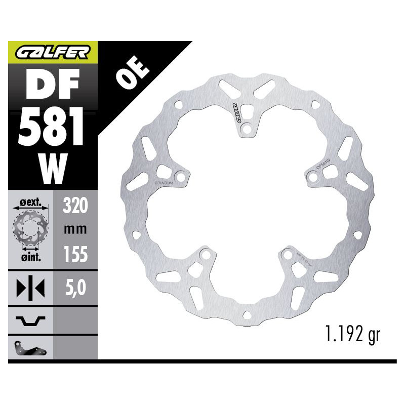 GALFER TARCZA HAMULCOWA PRZÓD KTM 390 ADVENTURE X '25- (WAVE FIXED) (320X155X5MM) GALFER TARCZA HAMULCOWA PRZÓD KTM 390 ADVENTURE X '25- (WAVE FIXED) (320X155X5MM)